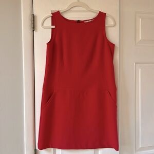 LOFT drop waist, red sleeveless dress with front pockets, size 6P